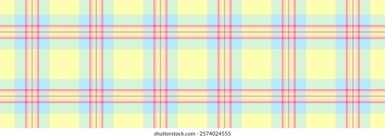 Delightful pastel plaid pattern in soft yellow, light blue, and pink.  Perfect for textile designs, scrapbooking, website backgrounds, or any project needing a cheerful, delicate aesthetic.