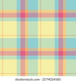 Delightful pastel plaid pattern in soft yellow, light blue, coral, and mauve. Perfect for textiles, fashion, home decor, and springsummer designs.  Adds a touch of cheerful elegance to any project.