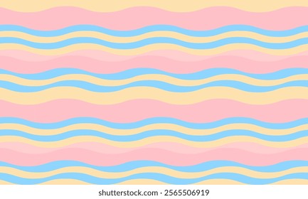Delightful pastel wave pattern background. Perfect for websites, social media, branding, and kids' projects.  Soft, playful colors create a cheerful and calming aesthetic.