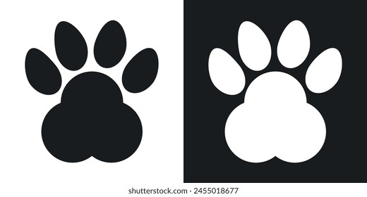 Delightful Paw Print Icons. Pet Footprint, Bear  Animal Tracks Vector Collection.