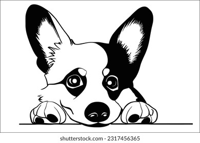 With a delightful peek, the Corgi's head captivates hearts. This EPS file showcases the breed's endearing features, from its expressive eyes to the charming stubby muzzle.