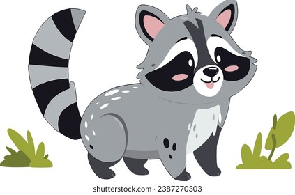 Delightful raccoon cartoon, exuding happiness and fun in vector form.