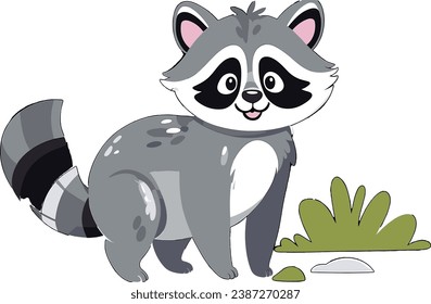 Delightful raccoon cartoon, joyfully animated with a mischievous grin.