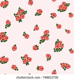 Delightful seamless pattern with cute petunias. Liberty order. Country style millefleurs. Floral background for home textiles, interiors, linens.