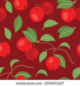 A delightful seamless pattern featuring crisp apples and lush green leaves, exuding a refreshing and natural charm.