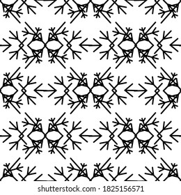 
Delicioso patrón sin fisuras de curvas caligráficas geométricas negras, ornamentos sobre un fondo blanco. Impresiones antiguas en estilo plano para el interior. Ilustración vectorial de existencias para la decoración y el diseño