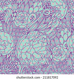 Delightful seamless pattern made of peony flowers in vintage colors. Seamless pattern. Gorgeous seamless floral background
