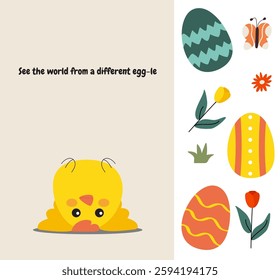 A delightful set featuring Easter greeting cards, a collection of colorful flowers, and beautifully decorated eggs. Perfect for holiday designs, seasonal decorations, and festive illustrations.