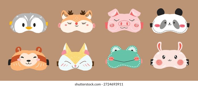 conjunto delicioso de máscaras de sono projetadas na forma