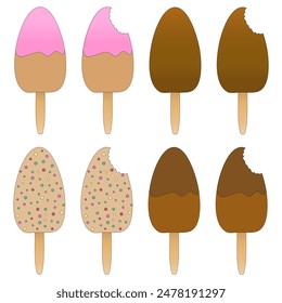 A delightful set of vector illustrations featuring colorful ice cream popsicles, perfect for summertime designs and creative projects.