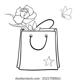 A delightful Shopping Bag, brimming with a vibrant array of flowers and a beautiful butterfly