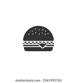 A delightful silhouette illustration of a cheeseburger showcasing its ingredients; perfect for food-related designs and projects.
