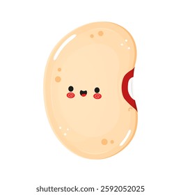 Delightful smiling kidney bean character radiating charm and positivity against a clean white backdrop.