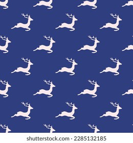 Delightful square tile with an animated animal drawing. Seamless pattern with deer shape on linen background. Design for posters with images of farm animals.