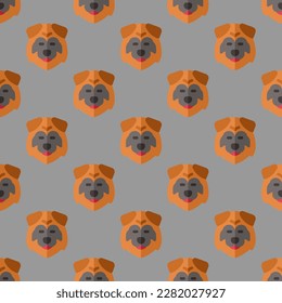 Delightful square tile featuring a vibrant animal drawing. Seamless pattern with dog on yale blue background. Design for a set of posters with animal icons.