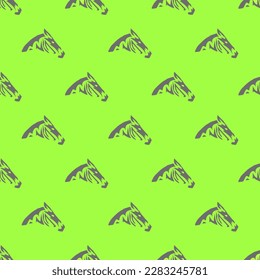 Wunderschöne quadratische Kachel mit einer lebendigen Tierzeichnung. Nahtloses Muster mit Zebra-Silhouette-Variante auf Inchworm-Hintergrund. Design für eine Reihe von Postkarten mit Tierkarikaturen.