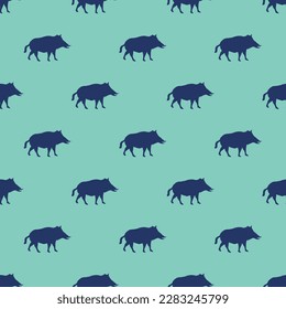 Delightful square tile featuring a vibrant animal drawing. Seamless pattern with wild board shape on st. patrick's blue background. Design for a set of posters with animal icons.