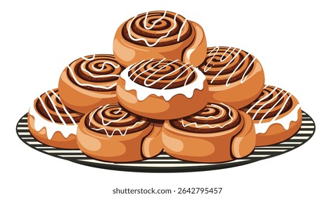 A Delightful Stack of Cinnamon Rolls Fresh From the Oven Ready To Eat