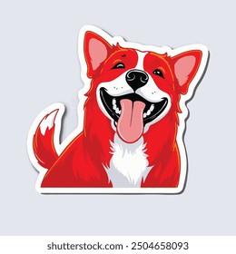 A delightful sticker of a happy dog, wagging its tail and sporting a big smile.