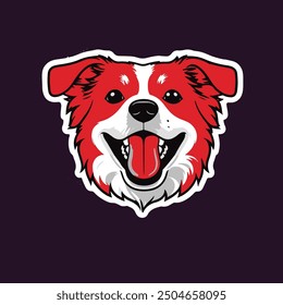 A delightful sticker of a happy dog, wagging its tail and sporting a big smile.