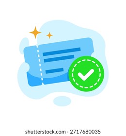 Um delicioso sucesso de validação confirmado tíquete gráfico ilustração isolada design plano vetor vazio estado ui elemento