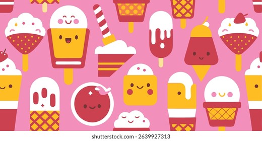 Delightful Summer Pattern A Seamless Collection of Cute Ice Cream Treats