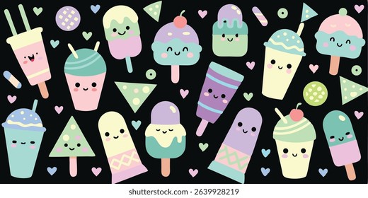 Delightful Summer Pattern A Seamless Design Featuring Adorable Ice Cream Cones