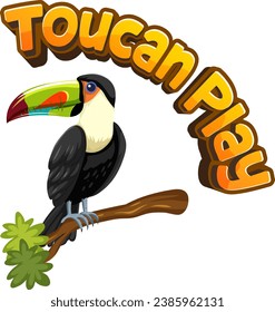 A delightful vector cartoon illustration featuring a playful toucan with a funny pun