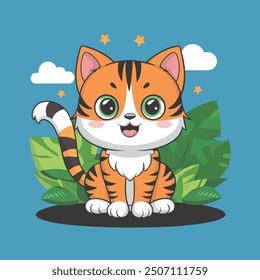 A delightful vector illustration of a cute cat 