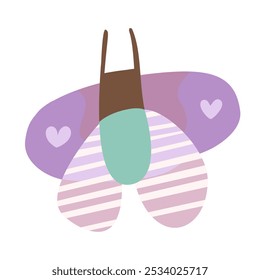 A delightful vector illustration featuring colorful butterflies and flowers. Each butterfly has a unique design with soft pastel and warm tones, complemented by delicate floral elements. This charming