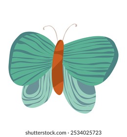 A delightful vector illustration featuring colorful butterflies and flowers. Each butterfly has a unique design with soft pastel and warm tones, complemented by delicate floral elements. This charming