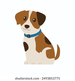 delightful vector illustration of a sitting cartoon dog with a collar, ideal for pet care themes, educational content, and digital media.