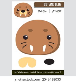 A delightful walrus-themed cut-and-glue activity designed for kids. This project enhances creativity and fine motor skills while introducing children to marine wildlife in a fun and engaging way.