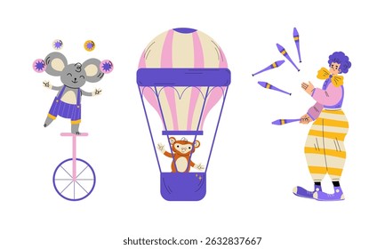 A delightful and whimsical adventure featuring fun circus animals alongside colorful balloons