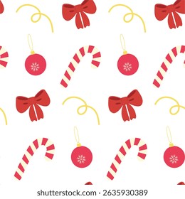 Delightful and Whimsical Christmas Patterns Featuring Colorful Candy Canes and Festive Ornaments