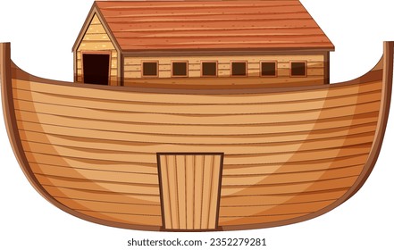 A delightful and whimsical vector cartoon of a wooden house boat