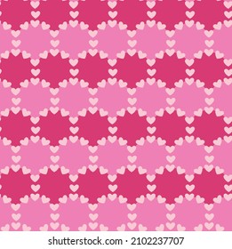 delightful,fun, scallop hearts in seamless repeat background pattern in classic valentines day colors