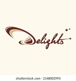Delights text handwritten with chocolate