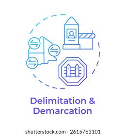 Delimitation and demarcation blue gradient concept icon. Clearly defining and marking borders. Goal of border management. Round shape line illustration. Graphic design. Easy to use in presentation