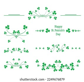 delimiters with green clover leaves - trefoil - vector design elements