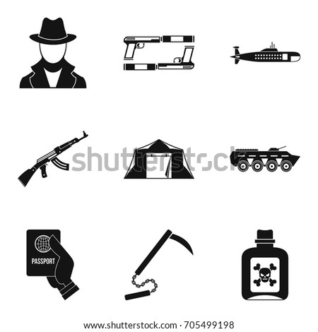 Delinquent icons set. Simple set of 9 delinquent vector icons for web isolated on white background