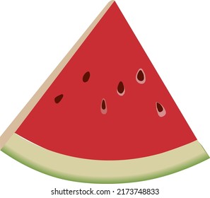 Delisious Slice of Watermelon Isolated on White Background. Vector Illustration