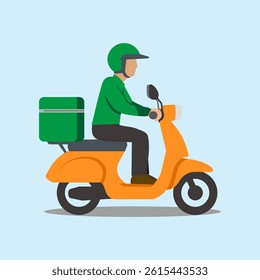 Delively scooter service fast food transport on sky blue color for decoration
