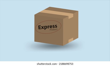 Deliver box, Cardboard box mockups. Isolated on blue background. Vector carton packaging box images.
