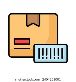 Deliver box with magnifier showing concept icon of parcel tracking