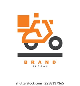 Deliver drive logo design. Man driving scooter logo vector