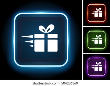 Deliver Gift Box on Glow Square Button