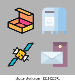 deliver icon set. vector set about van, postal, mailbox and open box icons set.