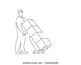Deliver isolated line drawing, vector illustration design. Logistics collection.