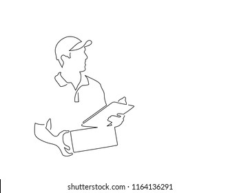 Deliver isolated line drawing, vector illustration design. Logistics collection.